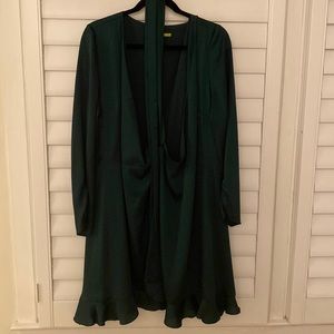 Green satin dress - elegant - perfect evening dress or engagement photos